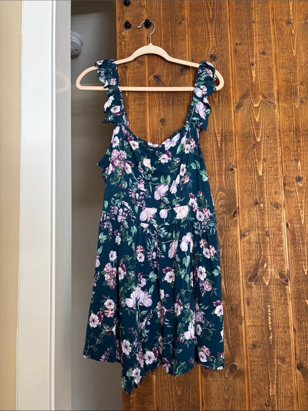 Torrid Teal Floral Ruffle-Strap Romper